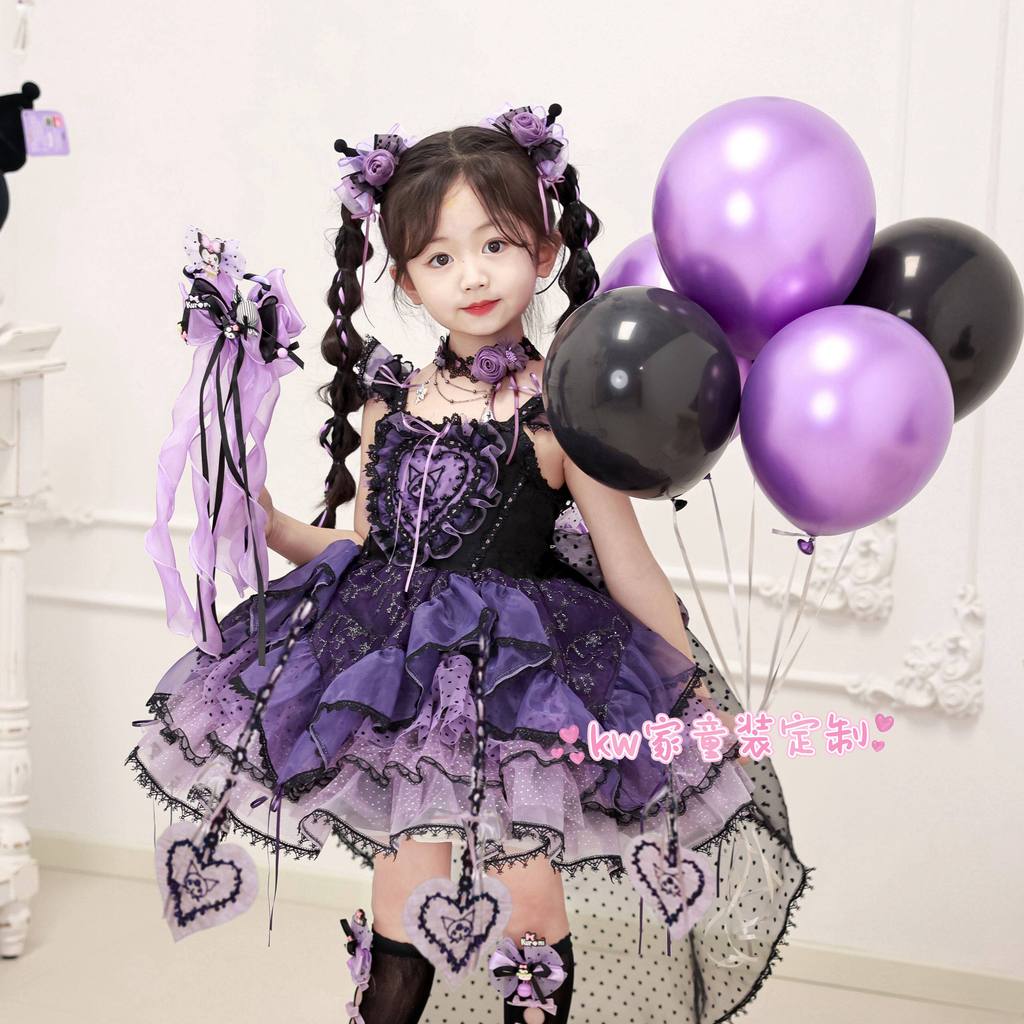 Kuromi Cosplay Princess Dress-Up Set สไตล์ Lolita สำหรับวันเกิดในฤดูร้อน