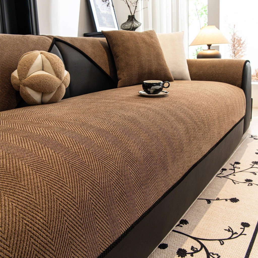 ผ้าคลุมโซฟา Chenille 1/2/3/4 ที่นั่ง Anti SLIP สําหรับโซฟารูปตัว L All Seasons ผิวกันลื่น Anti-แมว Scratch โซฟา