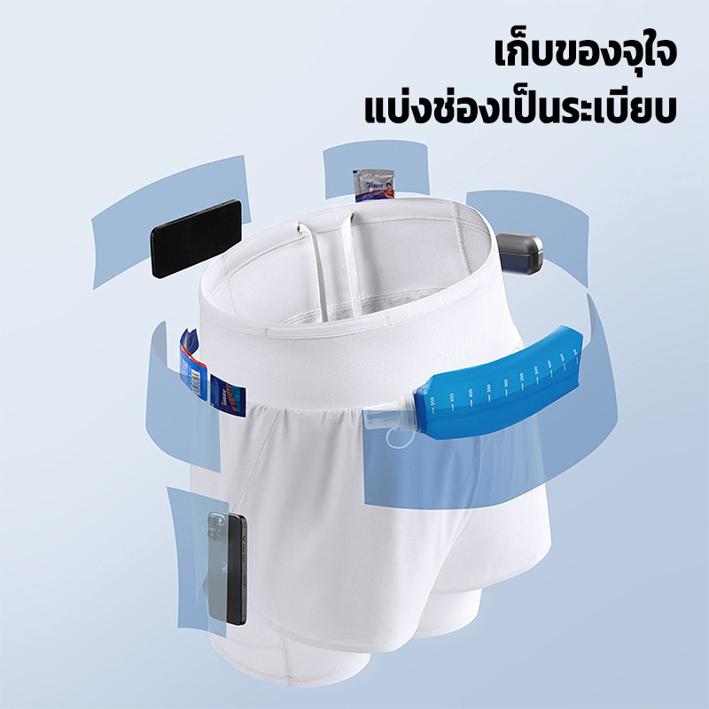 BMAI กางเกงวิ่งขาสั้นผู้ชาย 2in1 มีซับใน กันแดด แห้งไว ระบายอากาศดี ผ้าเบา ใส่วิ่ง เทรนนิ่ง ฟิตเนส ราคา ถูกที่สุด ดีลบีเคเค แกลเลอรีภาพที่ 5