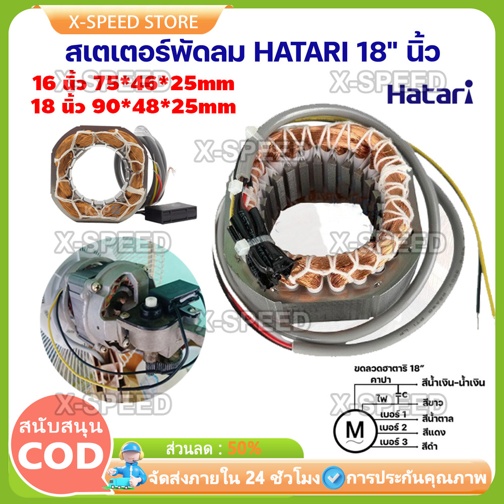 สเตเตอร์พัดลม HATARI คอยล์ขดลวดมอเตอร์พัดลมใช้กับฮาตาริและรุ่นทั้วไป 16" และ 18" ทองแดง คอยด์พัดลม อะไหล่พัดลม
