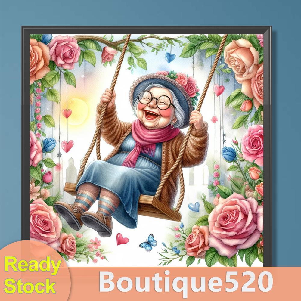 DIY ยายโดยตัวเลขบนผ้าใบ 17.72x17.72 นิ้วไม่มีกรอบผ้าใบภาพวาดสีน้ํามันจํานวนภาพวาดสําหรับผู้ใหญ่เริ่ม