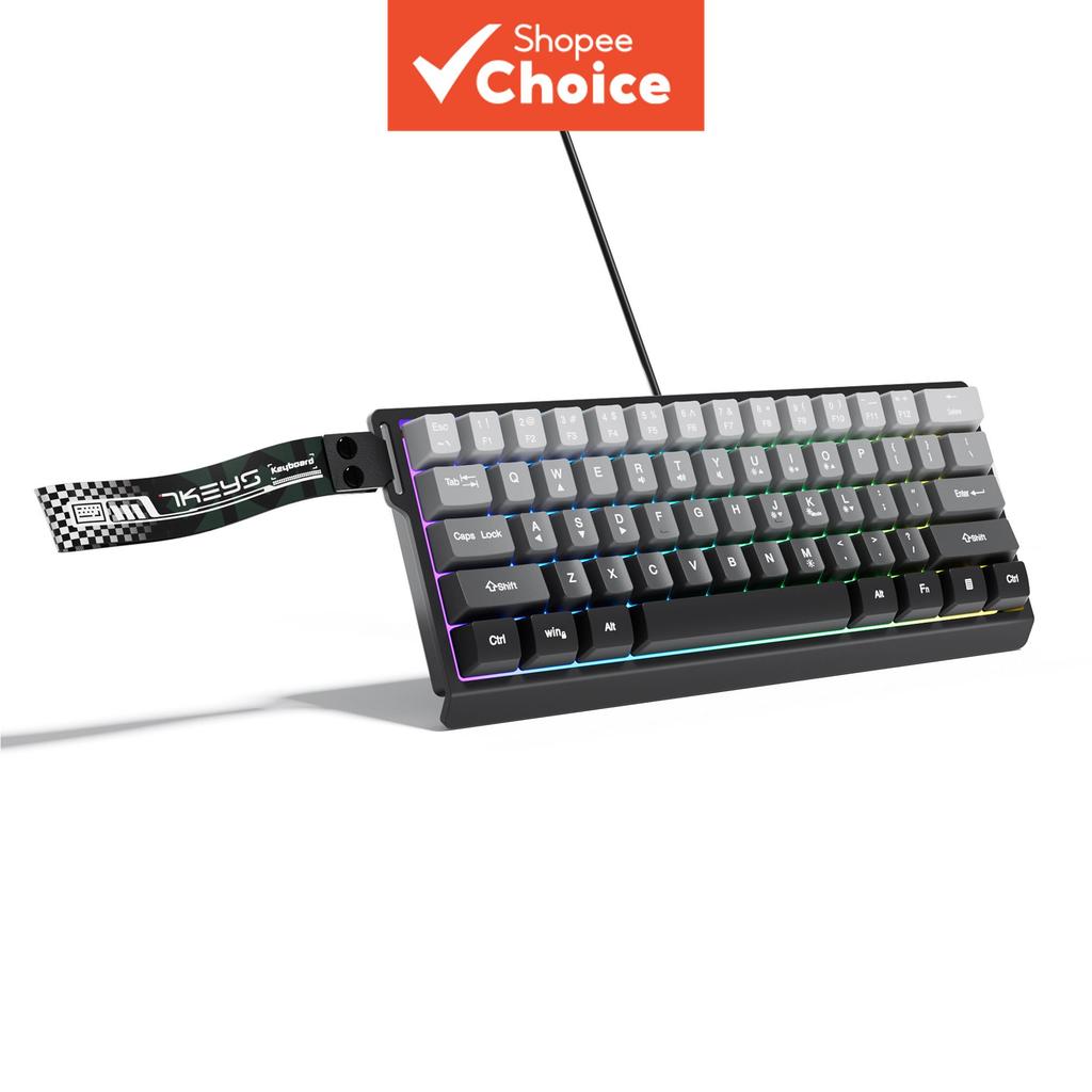  คีย์บอร์ดเกมมิ่ง 61 ปุ่ม มีสาย ไฟ RGB ดีไซน์ตามหลักสรีรศาสตร์ กะทัดรัด พกพาสะดวก ขนาด 60%