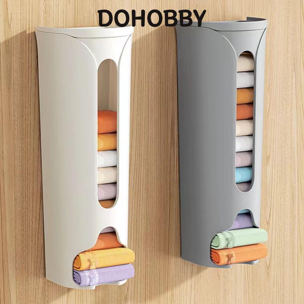 DOHOBBY เครื่องจ่ายถุงขยะ, กล่องเก็บชุดชั้นในแบบติดผนังแบบมีกาวในตัว, อุปกรณ์จัดเก็บถุงเท้ากางเกงกันฝุ่นความจุขนาดใหญ่ประหยัดพื้นที่