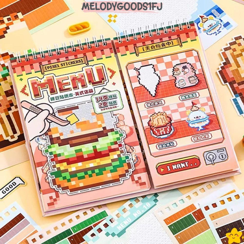 MELODYGOODS1FJ Pixel Art สติกเกอร์หนังสือ, 30 ชิ้นสติกเกอร์ Pixel Art Design Bean Paste สติกเกอร์, C