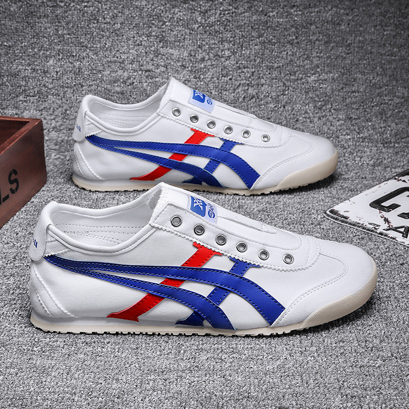 Tiger Tiger Onitsuka รองเท้าผู้ชาย 2025 ฤดูร้อน One-Pedal รองเท้าผ้าใบขี้เกียจคู่ Forrest Gump Tiger
