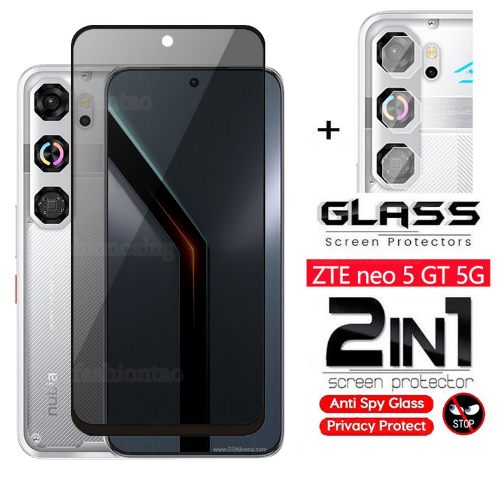 2 in 1 ความเป็นส่วนตัวกระจกนิรภัยป้องกันหน้าจอด้านหน้าฟิล์มสําหรับ ZTE Nubia Neo 5 GT Pro 5GT 5Pro N