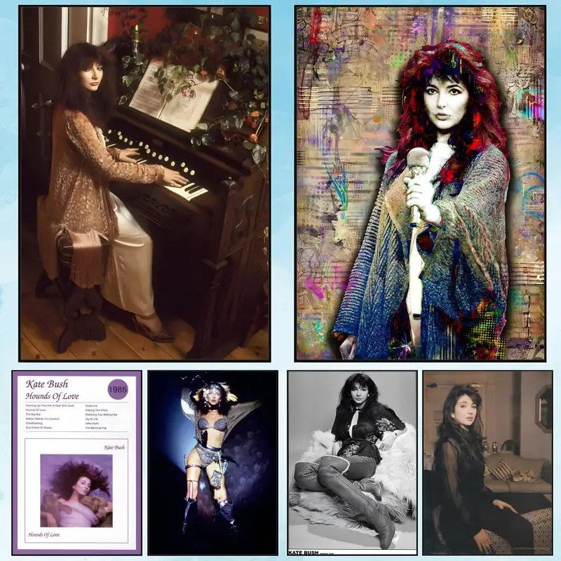 Britain Singer Kate Bush ภาพวาดการประดิษฐ์ตัวอักษรผ้าใบโปสเตอร์: Creas ฟรีกันน้ําทนทาน All Space Wal