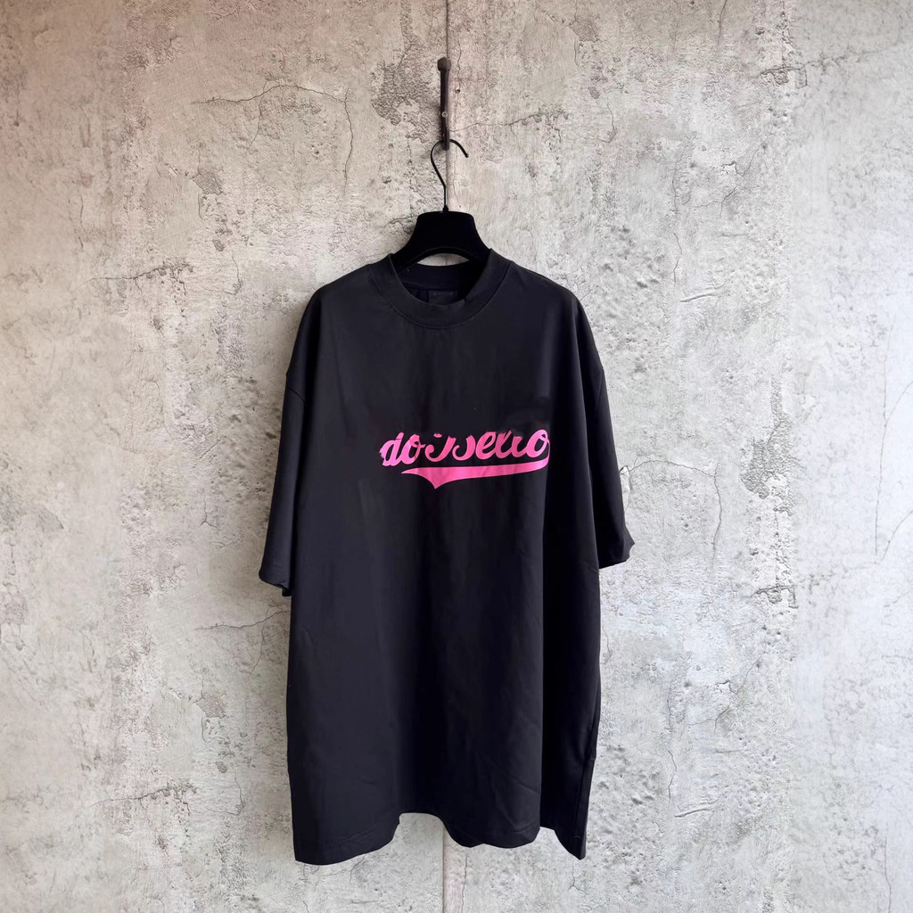 3VPO B-LG New Letter Print Short Sleeve T Shirt OS Loose fit, unisex style T