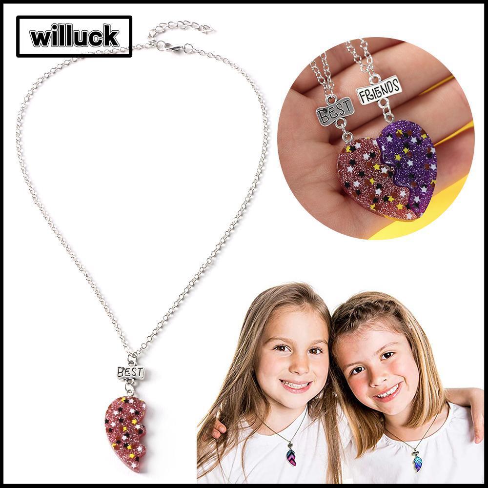 WILLUCK BFF สร้อยคอสําหรับผู้หญิงผู้ชายอุปกรณ์เสริมอินเทรนด์สร้อยคอมิตรภาพของขวัญ