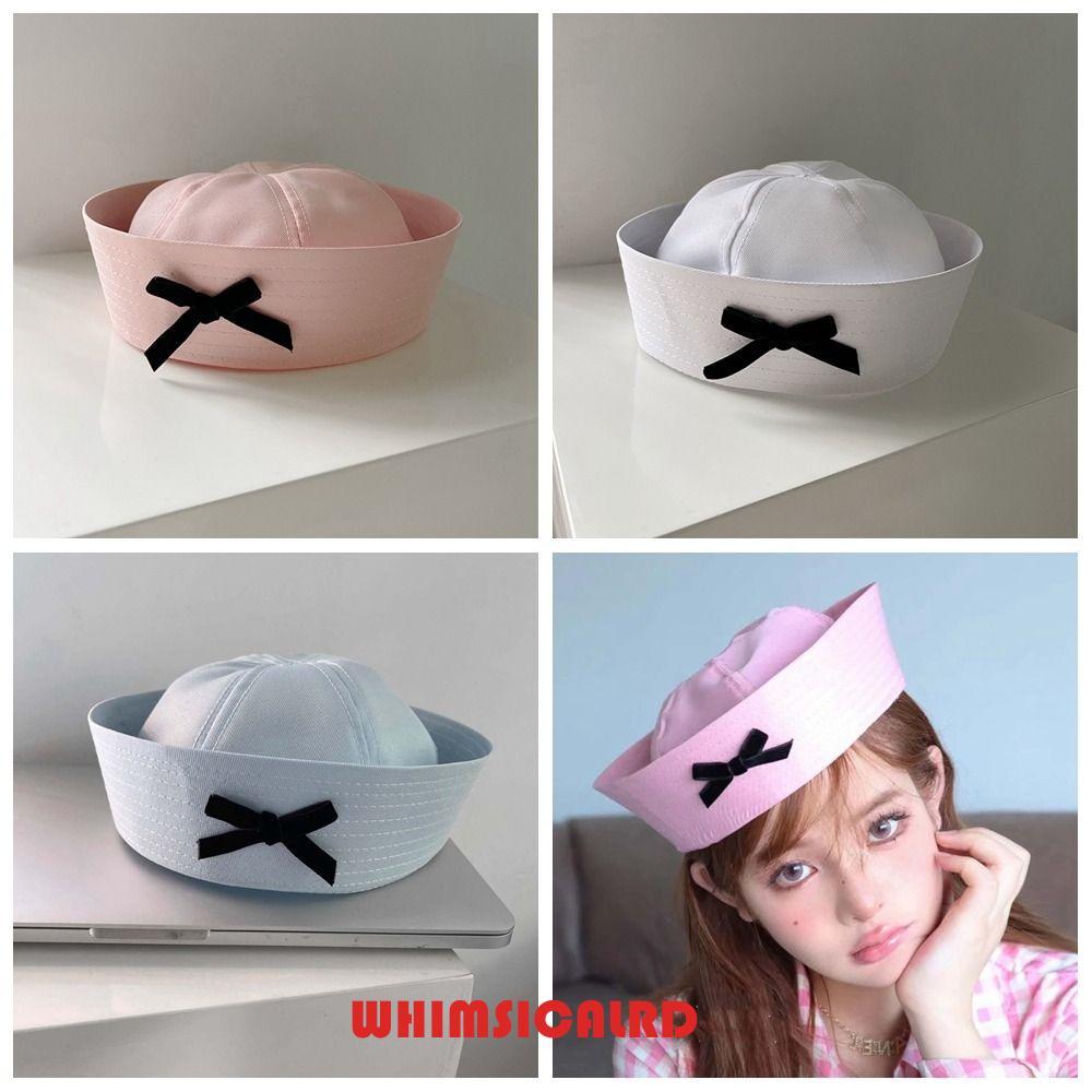WHIMSICALRD Bow Beret, Bowknot Flip Eaves Sailor Hat, Retro Dome Cloth Cap Girl