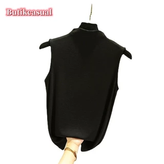 เสื้อยืดคอสูงแขนกุดผ้าฝ้ายผู้หญิง รุ่นธรรมดา หลวม ใส่สบายฤดูร้อน