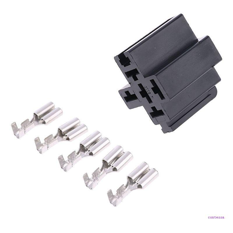 CON 40A ช่องเสียบขั้วต่อรีเลย์ 5 พินพร้อมขั้วต่อ 5 x 6 3 มม. รถบรรทุกรถยนต์รถยนต์