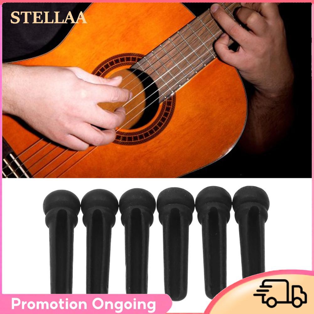 Stellaa Stellaa 6 ชิ้นหมุดสะพานกีตาร์ไม้มะเกลืออะคูสติกหมุดสำหรับกีต้าร์ส่วนใหญ่