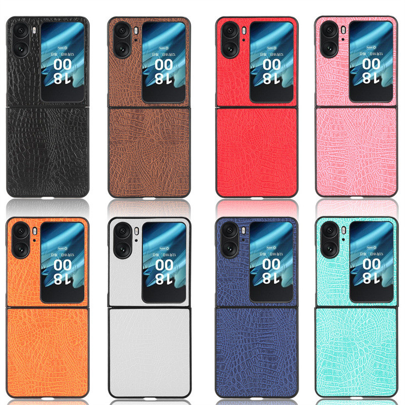 เหมาะสําหรับ OPPO Find N2 Flip Protective Case Find N2Flip Phone Case รูปแบบจระเข้หนัง Hard Case