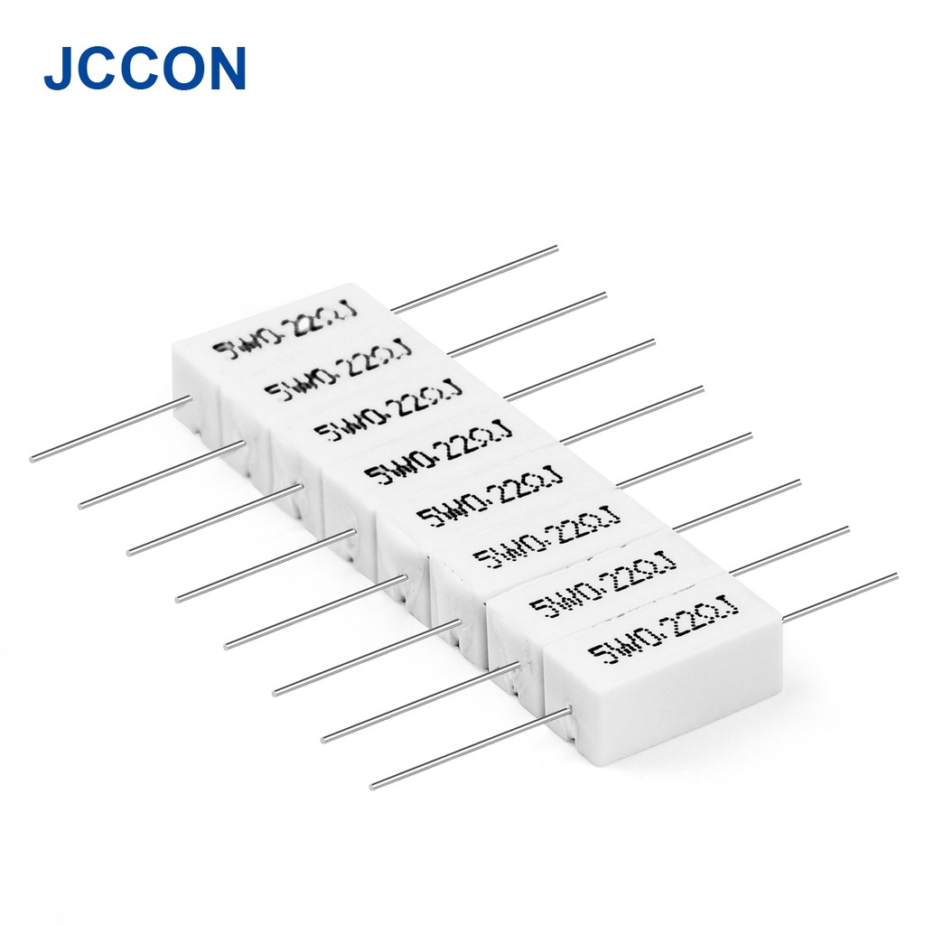 50pcs เซรามิคซีเมนต์ Resistor 5W 0.1R 0.5 1 2 3 4.7 10 20 50 100 โอห์ม 6.8k 0.25R 0.5R 100R 680R 1K 