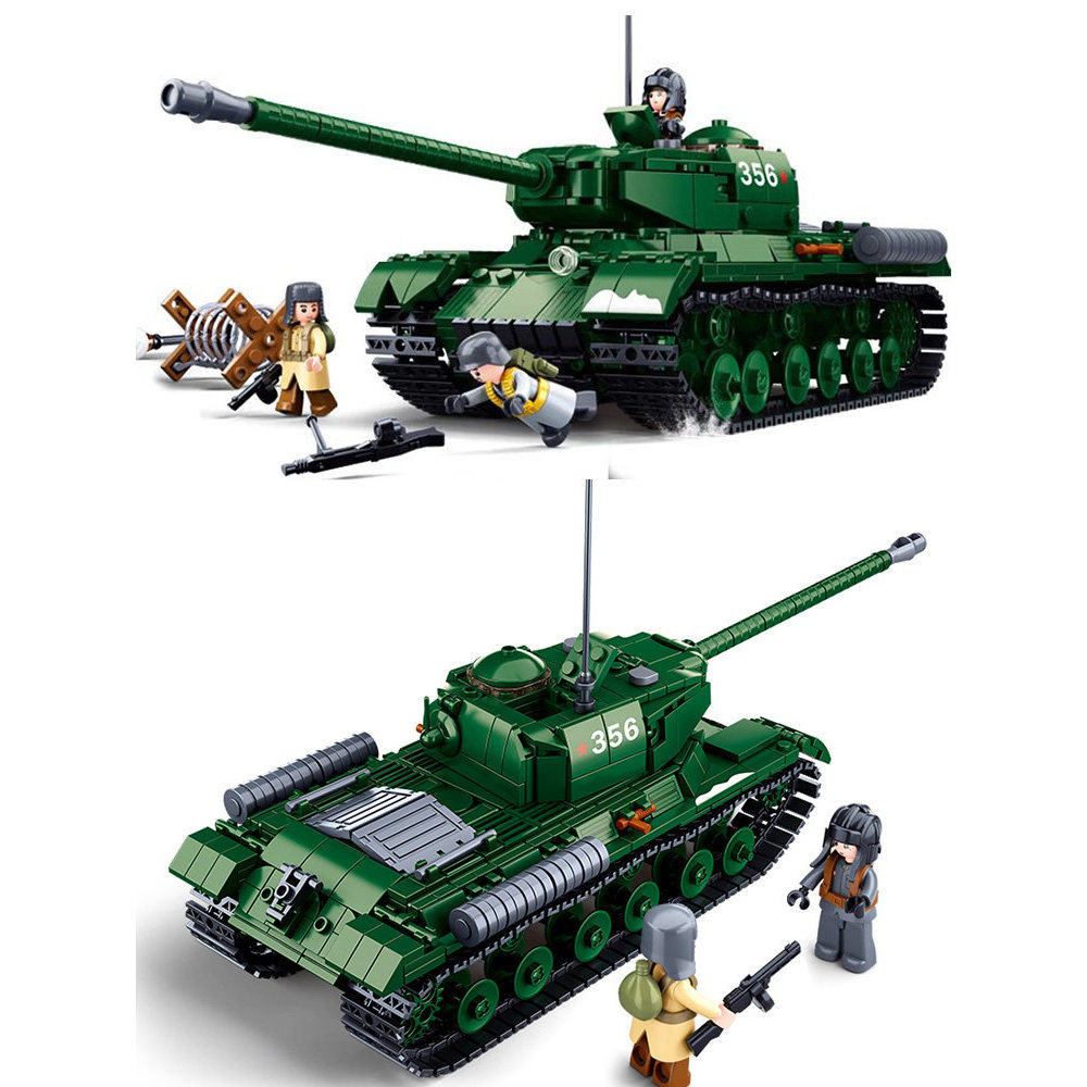Sluban Building Blocks รัสเซีย IS2 Heavy Tank Self-Artillery รถหุ้มเกราะ T34 Destroyer ทหาร Assemb
