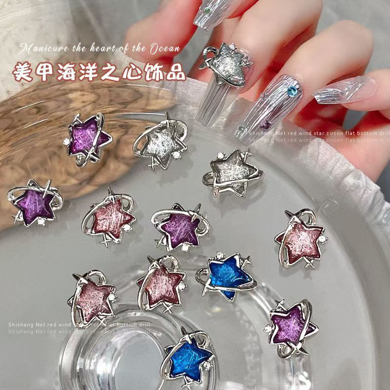 Ocean Star ทําเล็บมือเพชรเครื่องประดับเพชรขนาดใหญ่ดาวห้าแฉกเพชรสวมอุปกรณ์ตกแต่งเล็บ ll4.19