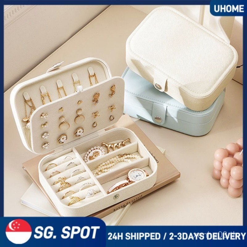 7CBE พร้อมสต็อกSG READY STOCK กล่องเครื่องประดับแบบพกพา High-end เครื่องประดับสร้อยคอแหวนและต่างหู J