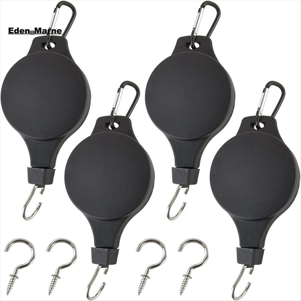 [Eden_Marner]4PCS รอกพืชตะขอรอก 4 ชิ้นตะขอเพดานสําหรับแขวนพืชไม้แขวนเสื้อแบบพับเก็บได้กลางแจ้งติดตั้