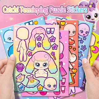 จับ 8ชิ้น! สติกเกอร์เปลี่ยน Teenieping ของเล่นเด็กสนุก Diy ปริศนาทําด้วยมือสติกเกอร์เจ้าหญิง
