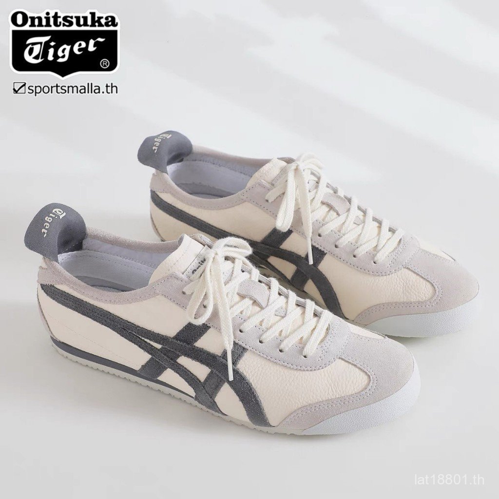 Onitsuka MEXICO 66 Charcoal Grey Lychee Pattern ผู้ชายผู้หญิงรองเท้าผ้าใบลําลอง