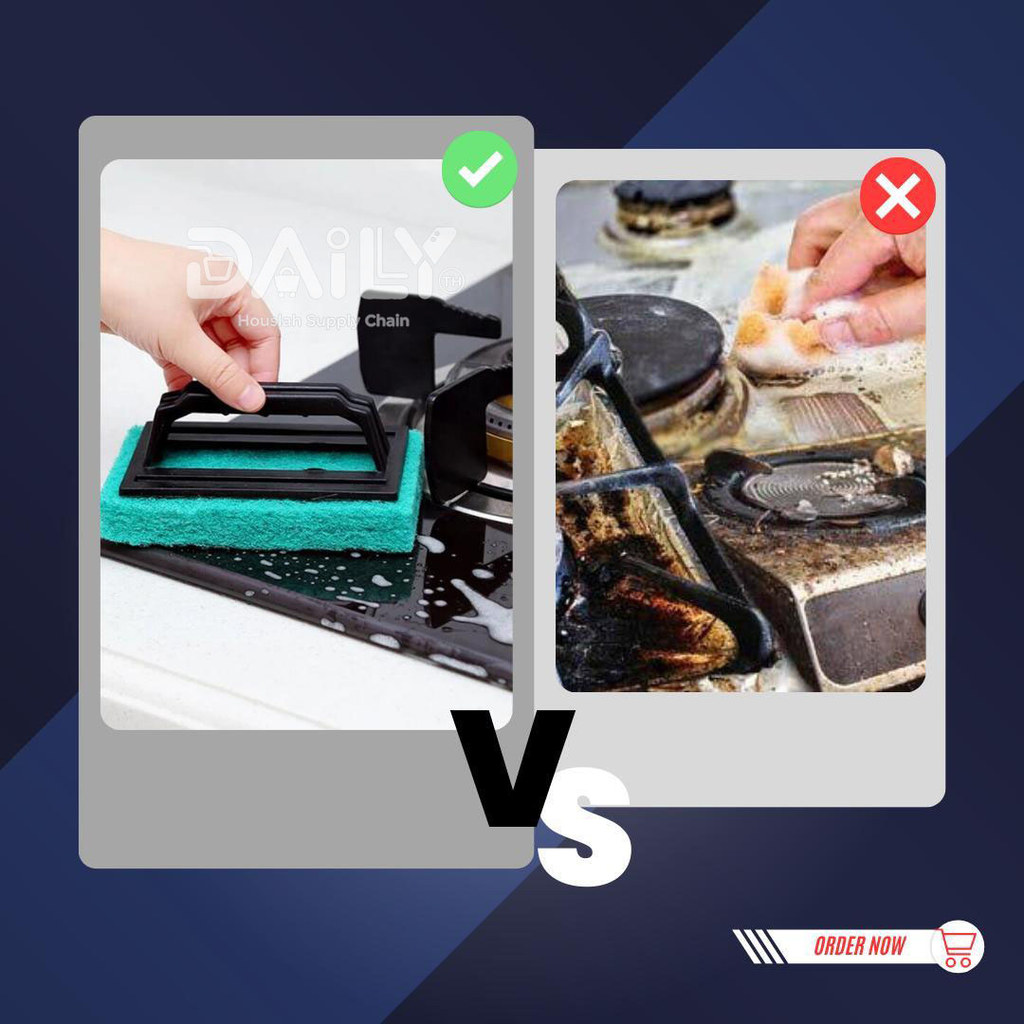 แปรงขัดอเนกประสงค์ติดสก๊อตไบร์ท แปรงขัดพื้น แปรงขัดห้องน้ำ สก๊อตไบร์ทมีที่จับ ใยขัดด้ามจับ - รูปที่ 3