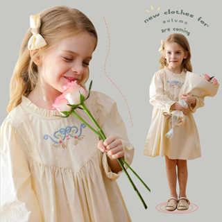 พร้อมส่ง💕 เดรสเด็กหญิงแขนยาว ชุดเจ้าหญิงลายดอกไม้ ย้อนยุค สี…
