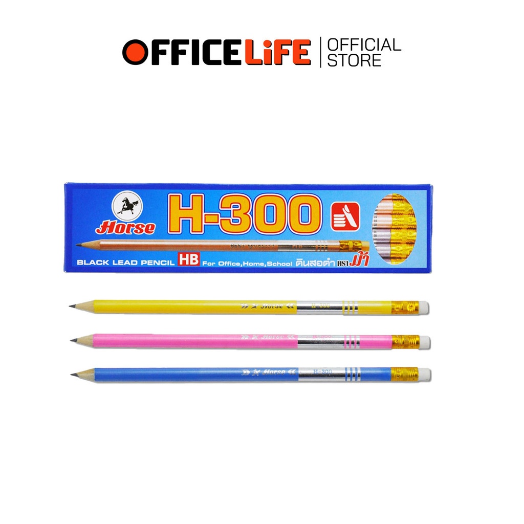 Horse (ตราม้า) ดินสอไม้ ดินสอ ความเข้ม HB รุ่น H-300 ( 12แท่ง / กล่อง )