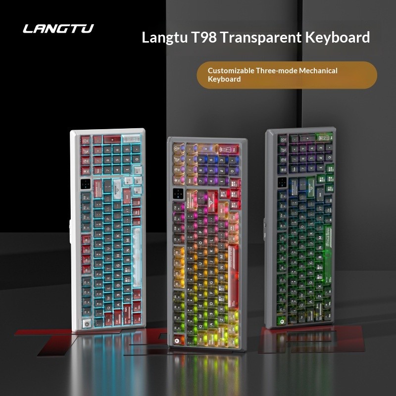 Langtu T98 คีย์บอร์ดเชิงกลสามโหมดที่กําหนดเองคีย์บอร์ดป้องกันการปราบแบบเต็มคีย์แบบ Hot-swaddable ออก