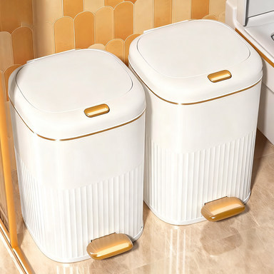 ถังขยะใหญ่ 10L/15L ถังขยะในห้องน้ํา รุ่นอัพเกรด ถังขยะแบบกดถังขยะสีขาว ถังขยะ ถังขยะใช้เท้าเปิด