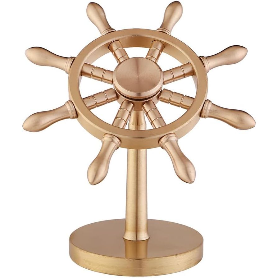 Usoway ทองเหลืองเรียบ Sailing Rudder โต๊ะเครื่องประดับเฟอร์นิเจอร์สําหรับจอแสดงผลหมุนเรือพวงมาลัย Ha