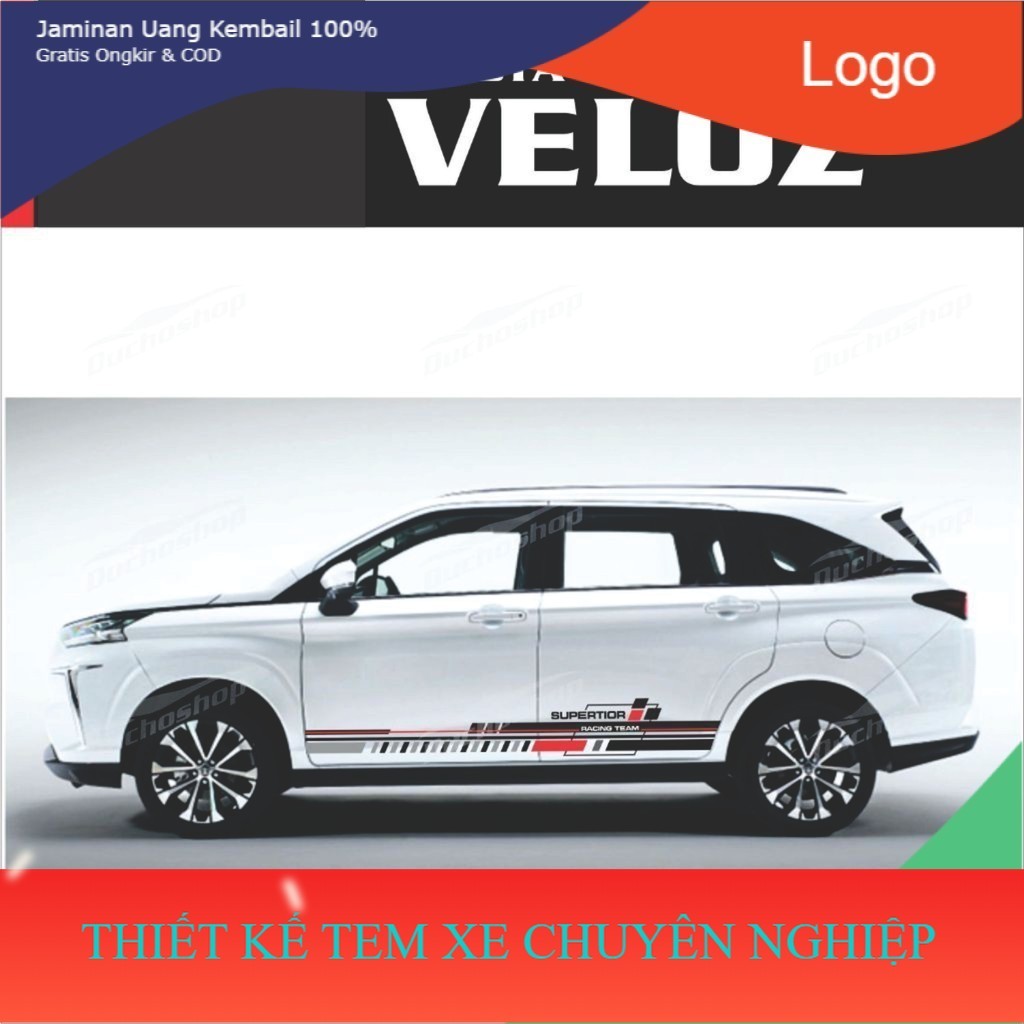 DECAL Toyota Veloz, สติ๊กเกอร์ติดรถ Avanza, สติ๊กเกอร์ pvc กลางแจ้ง, กันน้ํา, colorfast, ครบชุดทั้งส