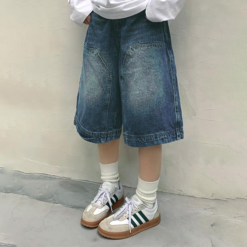 KILIG Y2K Vintage Baggy Jean กางเกงขาสั้นสตรีล้างขากว้าง Capri กางเกง Casual Barrel กางเกงยีนส์กางเก