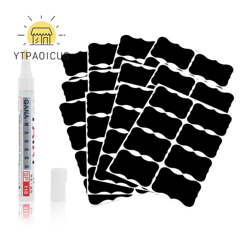 YURUYI 96 ชิ้น/เซ็ตป้ายสติกเกอร์กระดานดํา Jam Jar เครื่องเทศป้ายกระดานดํา