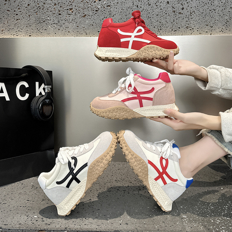 Genuine Leather~7CM Inner Height Increase German Training Shoes for Women, Summer Thick-Soled Retro 