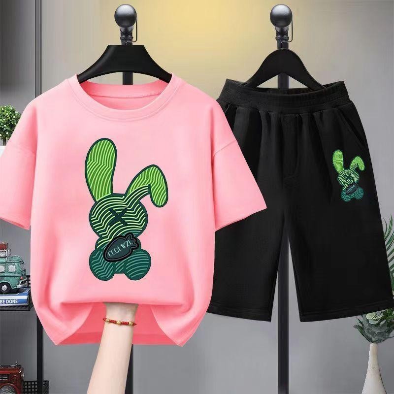 【จัดส่งไทย】2ชิ้น BOBเซ็ตชุดเด็ก เสื้อ+กางเกง ชุดสองชิ้นชุดเสื้อผ้าฤดูร้อนสำหรับเด็กผู้ชายและเด็กผู้หญิง เสื้อกล้ามคอกลม - รูปที่ 4