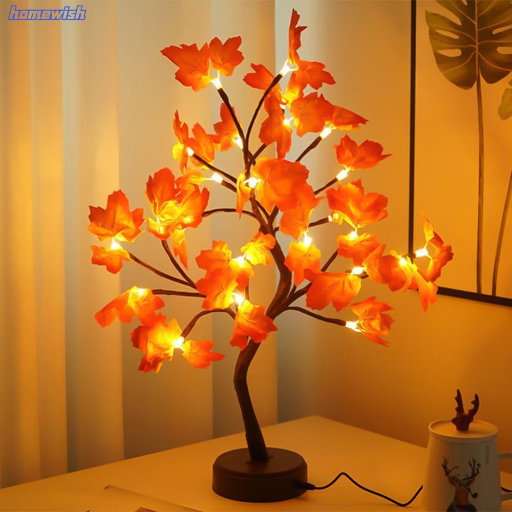 Homewish 24Leds Maple Tree Touch ลวดทองแดงต้นไม้แบตเตอรี่กล่อง USB Light String Maple ใบสําหรับ Home