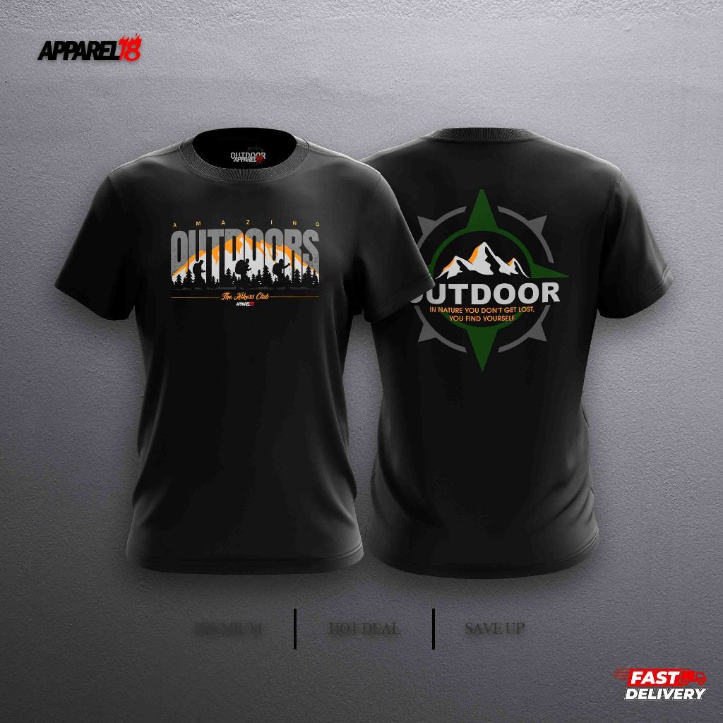 [Pattern Design] Outdoor Clothing T-shirt 18 Customized Pattern Design Jersey (XS-5XL) สีดํา