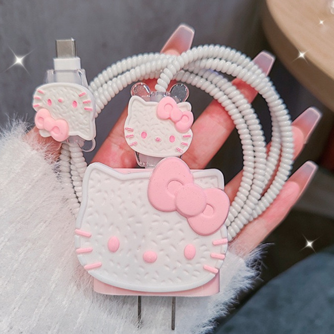 พร้อมส่งจากไทย ชุดถนอมสายชาร์จการ์ตูน เคส สำหรับ ไอโฟน  Apple Power Adapter 18w 20w 35W