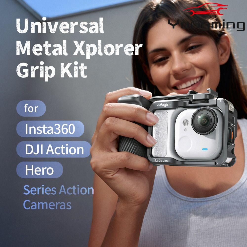 YANGMING Street Grip Vlog Holder, ปุ่มชัตเตอร์อลูมิเนียม Xplorer Grip Kit Handle, ปรับได้สําหรับ DJI