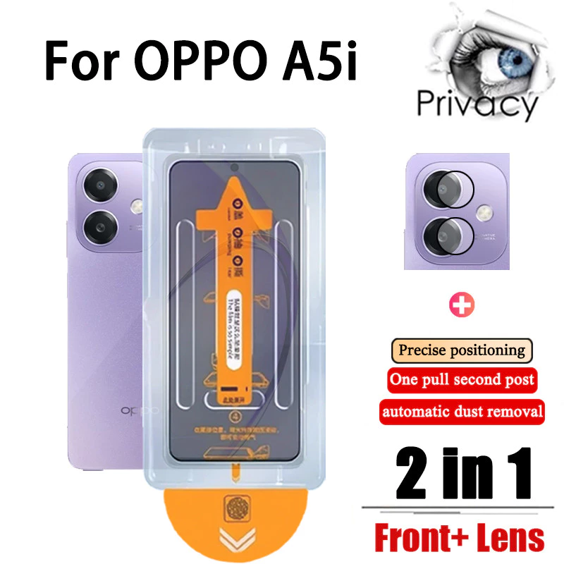 2 in 1 ฟิล์ม ฟิล์มกระจก OPPO A5i ฟิล์มความเป็นส่วนตัว Anti-Spy คลิกเดียวปกป้องหน้าจอกระจกนิรภัย