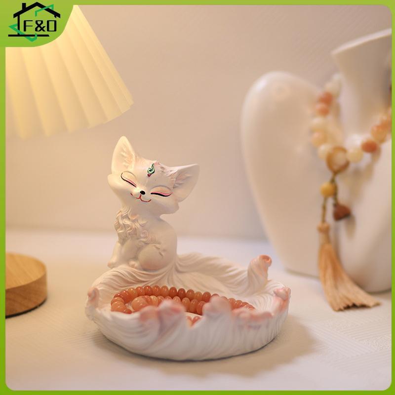 F&O Nine-Tailed Fox Storager เดสก์ท็อปเครื่องประดับชั้นเก็บกุญแจ Key Holder An Entryway ตกแต่งของขวัญตกแต่งบ้าน.