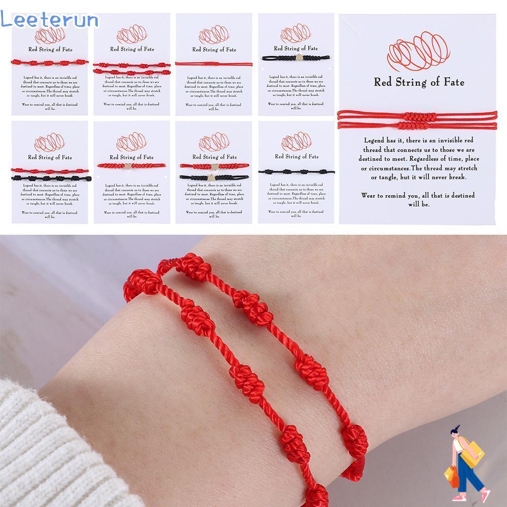 LEEPERUN 7 Knots สร้อยข้อมือปรับ Clasp Amulet เครื่องประดับทําด้วยมือแฟชั่น Lucky สานกําไลข้อมือ