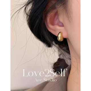 Love2Self E156 ต่างหูสตั๊ด Crescent สแตนเลสเรียบง่ายสําหรับผู้หญิง Non Tarnish Hypoallergenic