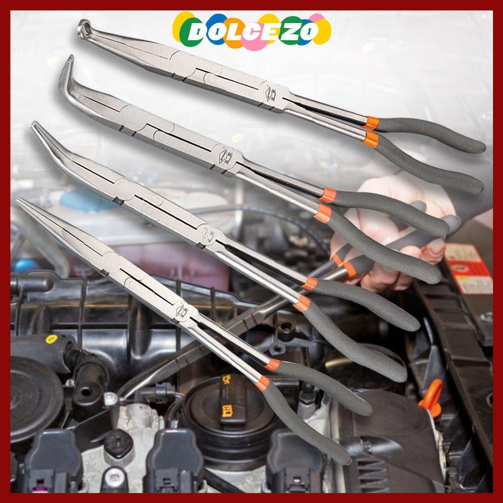 in stockDOLCEZO คีมตรง, 235/45/90 องศา Bent เหล็กคาร์บอนคีมจมูกยาว,คุณภาพสูงด้ามยาวลื่นเครื่องมือซ่อมรถยนต์|วิศวกรวิศวกร