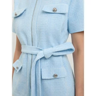 [Pomelo] เดรสผ้าทวีตชายกระโปรงพลีท / Tweed and Pleated Hem Dress
