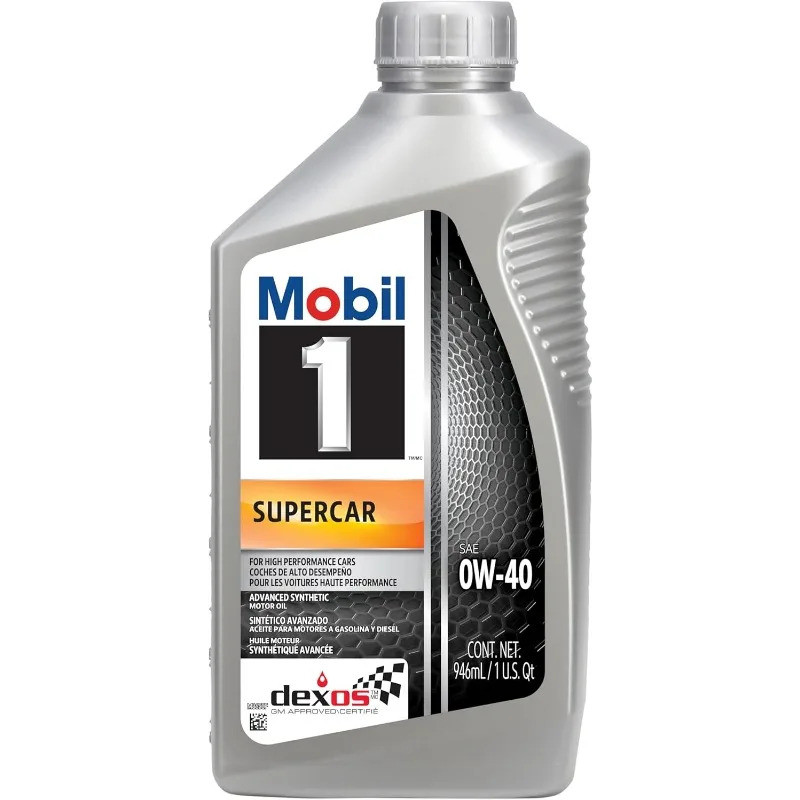 Mobil 1 Supercar Advanced น้ํามันมอเตอร์สังเคราะห์เต็มรูปแบบ 0w-40, 6 แพ็ค 1 Quarts
