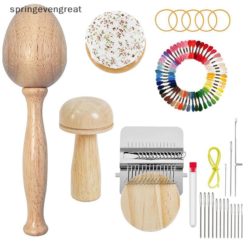 Springevengreat Mini Darning Loom,Mushroom Knit Patch Kit 14 ตะขอขนาดเล็กทอผ้า Loom 14 ชิ้นเข็มตาขนา