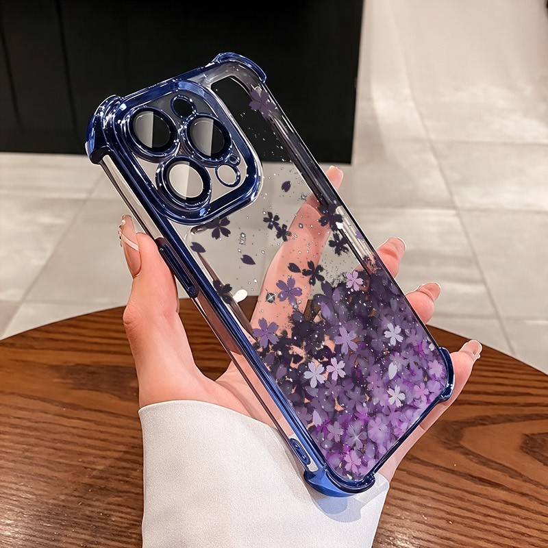 ชัดเจน เคส สำหรับ OPPO Reno 16F 16 15F 14F 13F 12F 11F 15 14 12 13 11 F 10 8T 7 Pro หรูหราพรีเมี่ยมน่ารักดอกไม้ความมั่งคั่งโปร่งใสชุบกันกระแทกกรณีโทรศัพท์อ่อน
