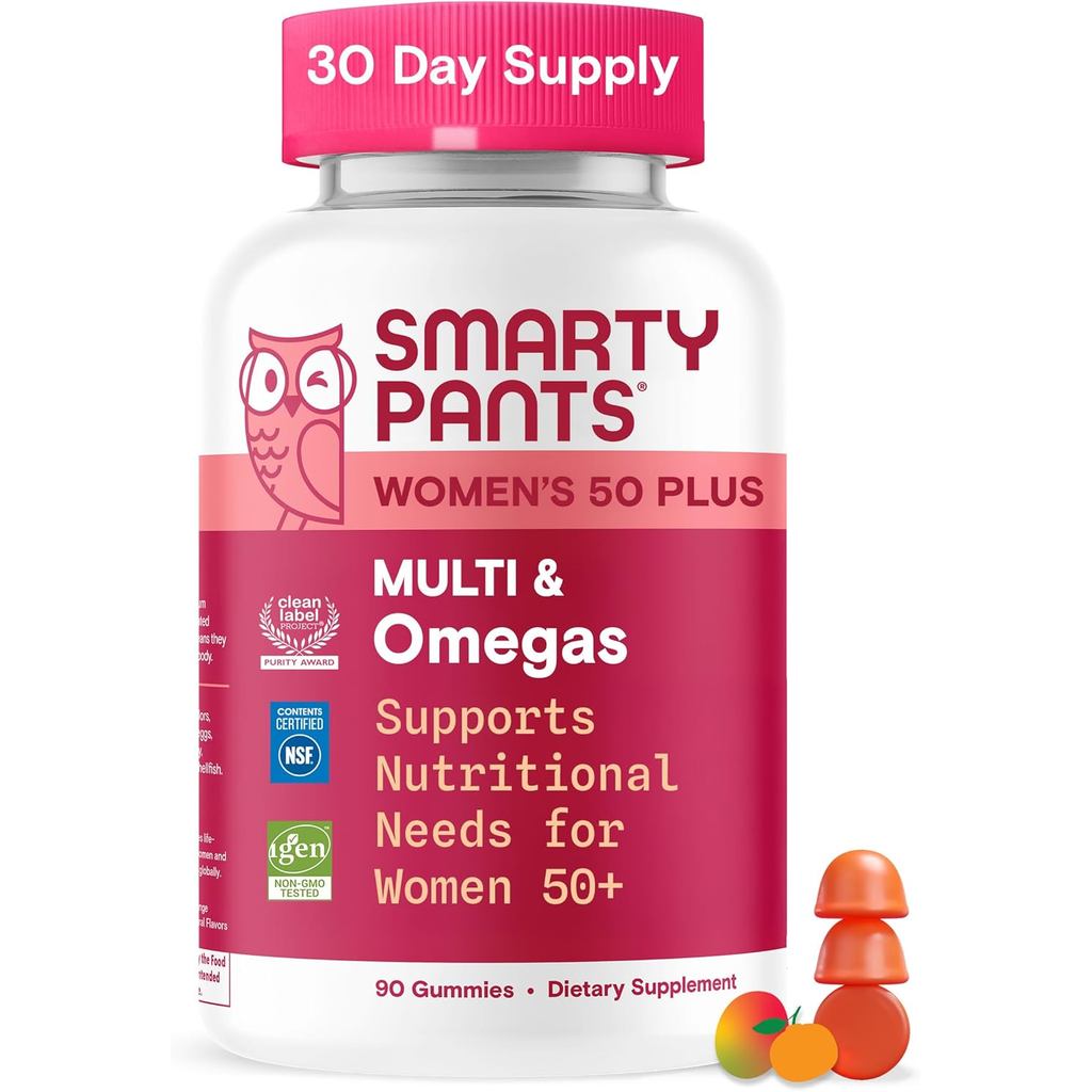 SmartyPants Women Over 50 Years Old Multivitamin Jelly-รุ่นปรับปรุง: Omega 3 (DHA/EPA), Methyl Folic